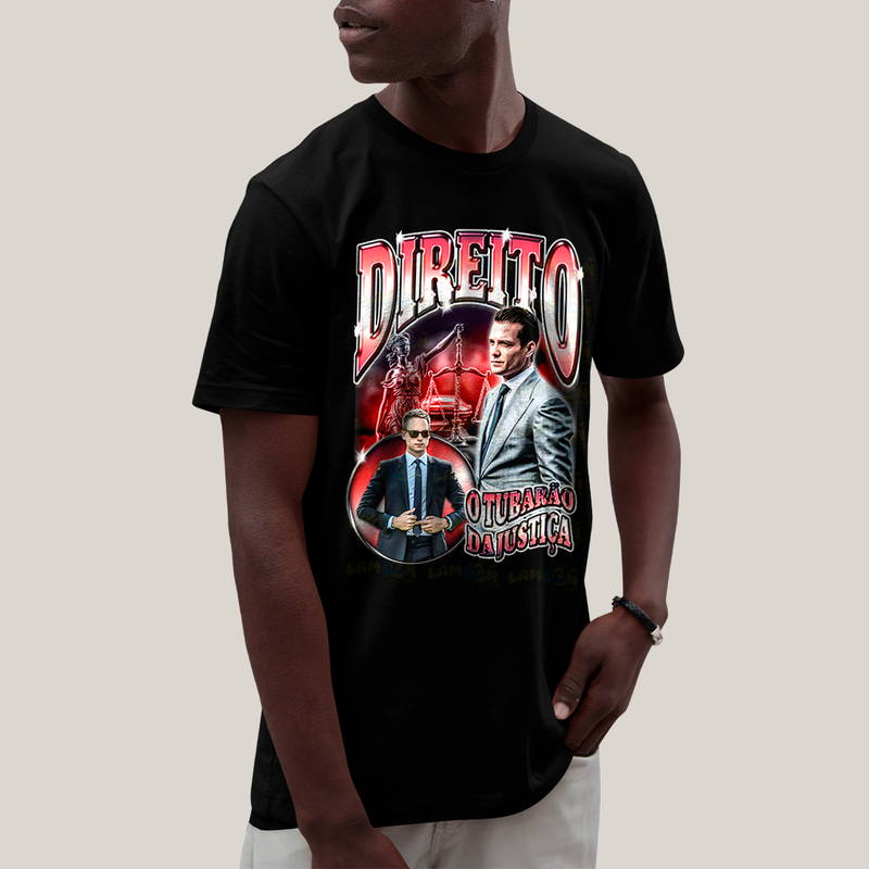 Camiseta Algodão Unissex T shirt - Direito o Tubarão da Justiça Meme advogado advocacia