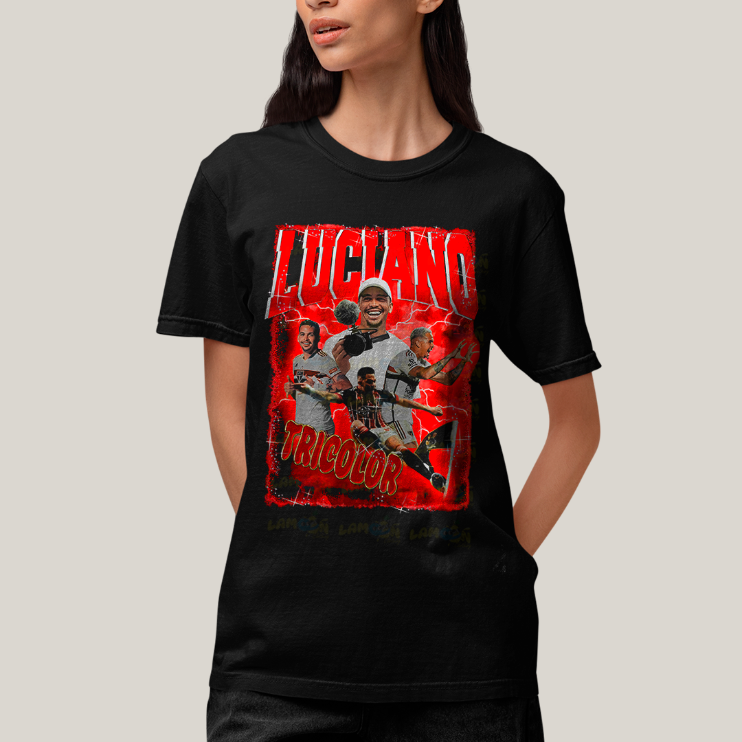 Camiseta Algodão Unissex T shirt Graphic Tee Luciano Tricolor Jogador de Futebol São Paulo