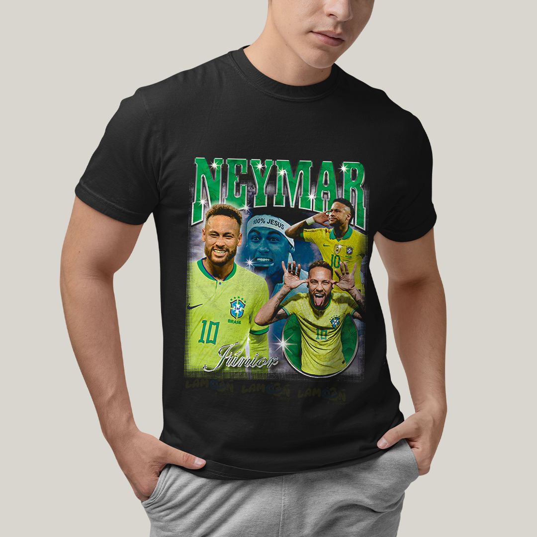Camiseta Algodão Unissex T shirt - Neymar Júnior 100% Jesus jogador de futebol