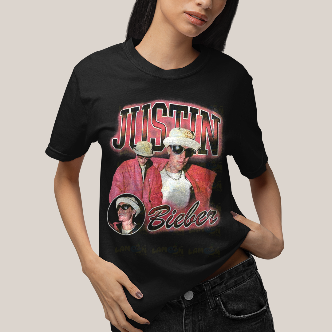 Camiseta Algodão Unissex T shirt Graphic Tee Justin Bieber Vermelho