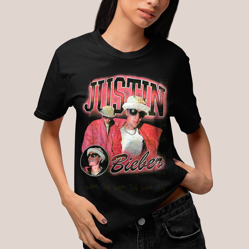Camiseta Algodão Unissex T shirt Graphic Tee Justin Bieber Vermelho