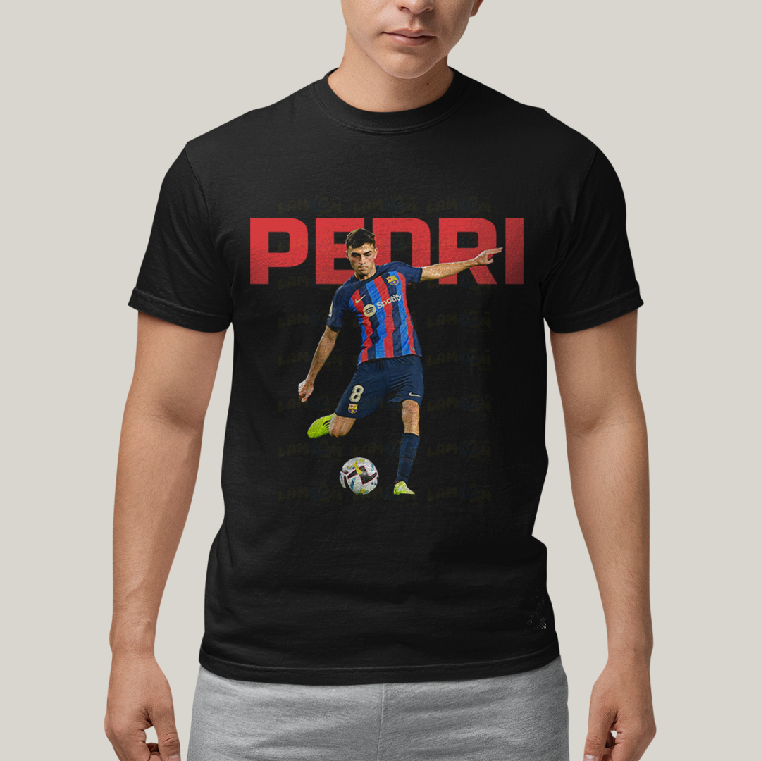 Camiseta Algodão Unissex T shirt - Pedri Jogador Barcelona Espanha