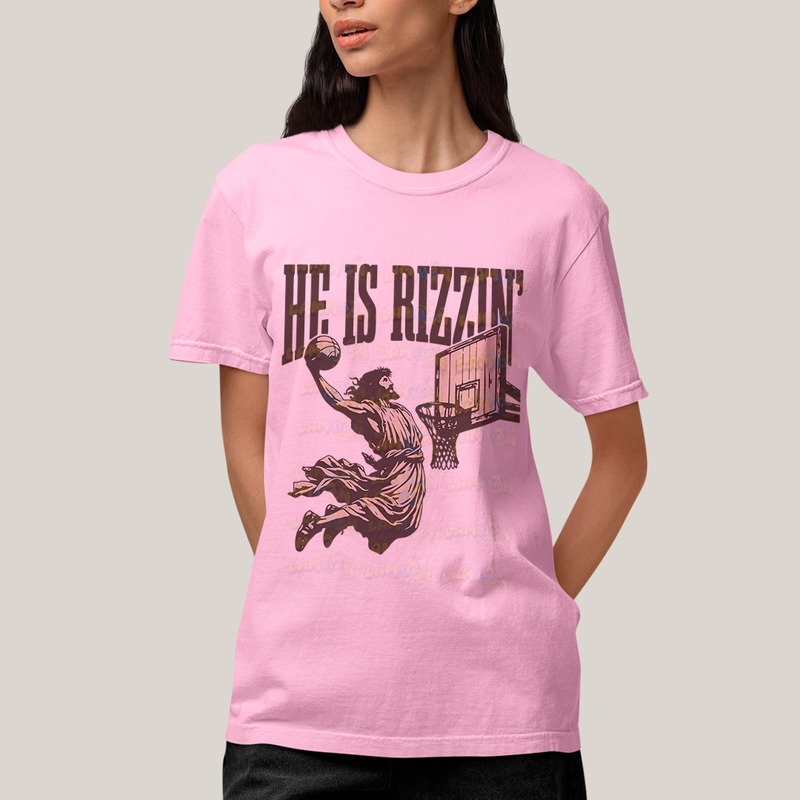 Camiseta Algodão Unissex T shirt 3690 - Jesus Cristo Jogando Basquete he is rizzin