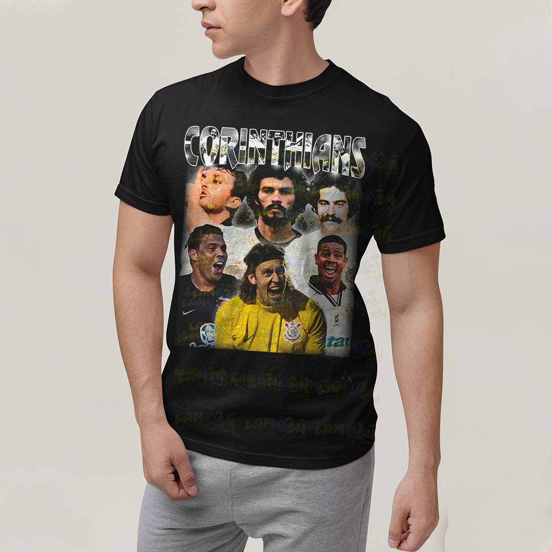 Camiseta Algodão Unissex T shirt - Futebol Ídolos Antigos Cássio Marcelinho Carioca Ronaldo Corinthians