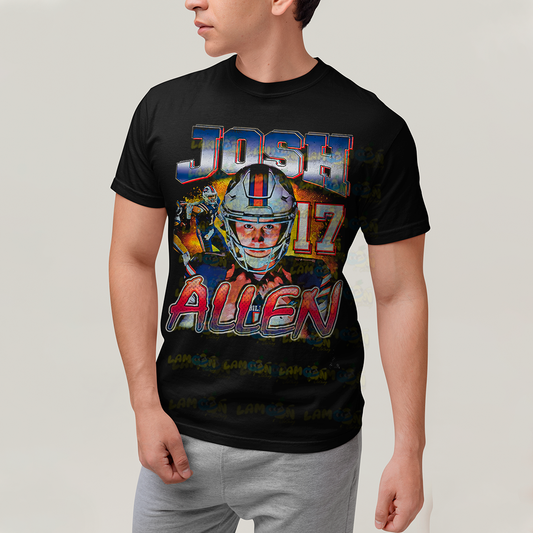 Camiseta Algodão Unissex T shirt - Josh Allen 17 jogador de futebol