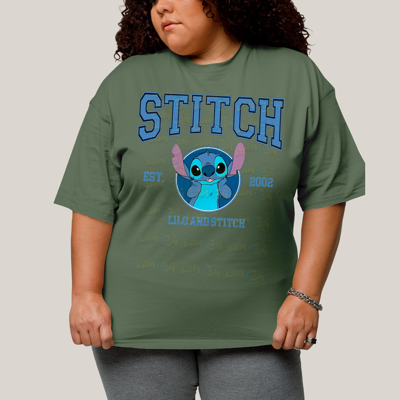 Camiseta Plus Size Algodão Unissex T shirt Lilo & Stitch Est.2002