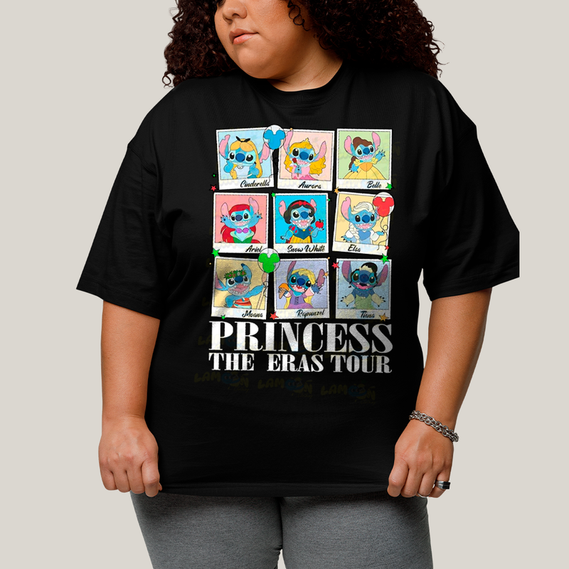 Camiseta Plus Size Algodão Unissex T shirt Lilo & Stitch Princess The Eras Tour FC