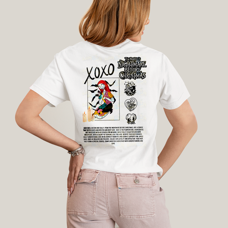 Camiseta Estampada Unissex Jack Skellington e Sally Girl BFF ou casal FC
