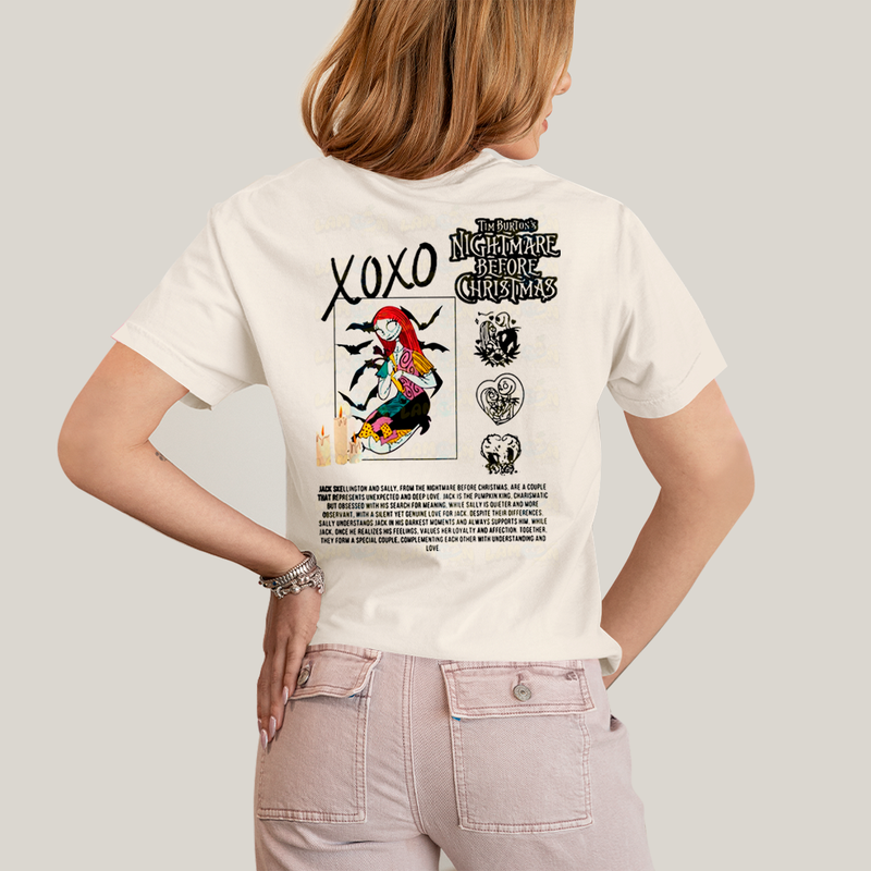 Camiseta Estampada Unissex Jack Skellington e Sally Girl BFF ou casal FC