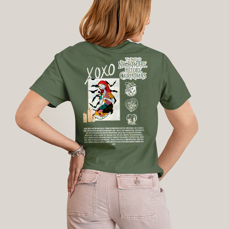 Camiseta Estampada Unissex Jack Skellington e Sally Girl BFF ou casal FC