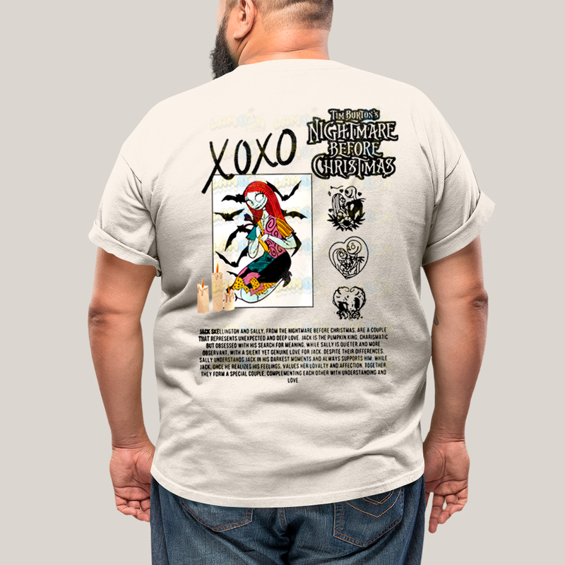 Camisa Algodão Unissex T shirt PLus Size Jack Skellington & Sally BFF ou casal FC