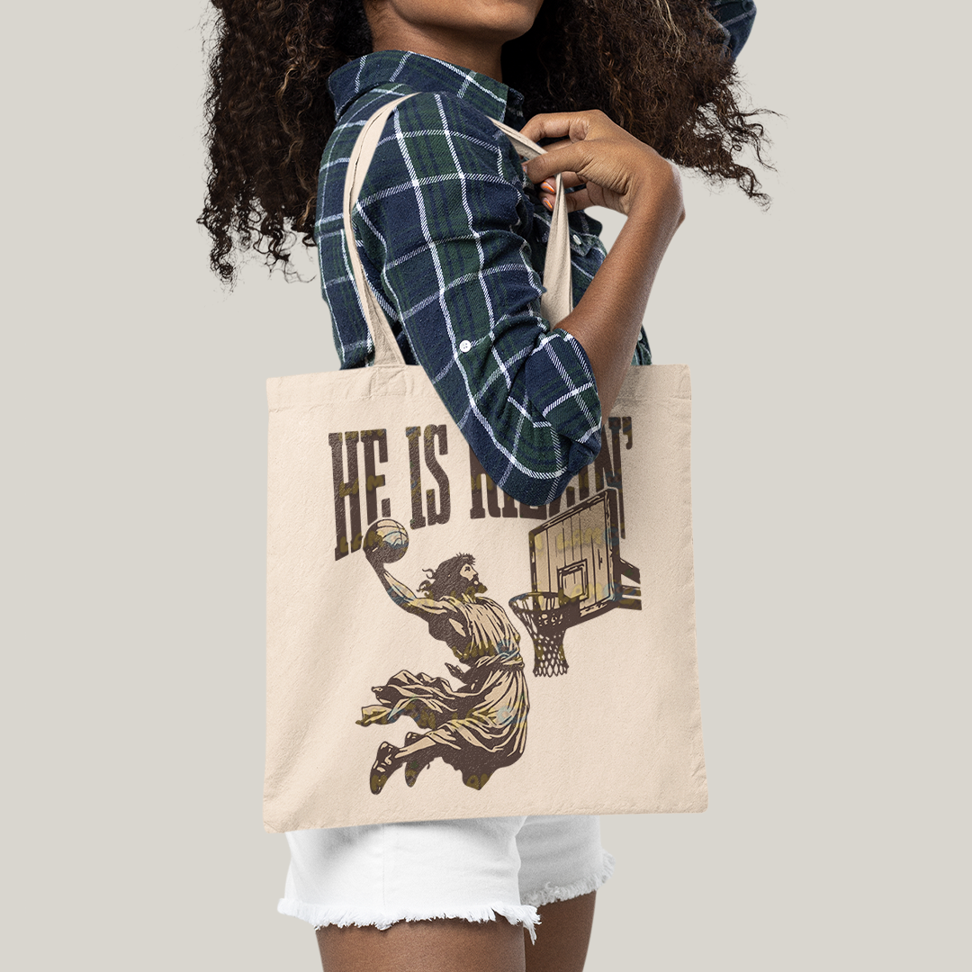 Sacola Ecobag Bolsa 38X40 Algodão- Jesus Cristo Jogando Basquete he is rizzin