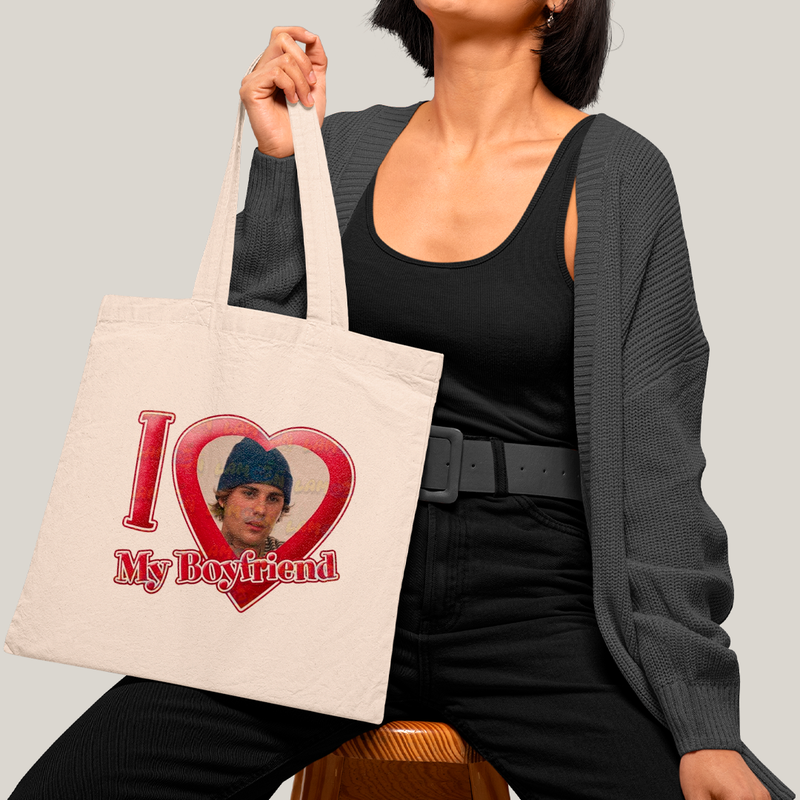 Sacola Ecobag Bolsa 38X40 Algodão Justin Bieber I Love my Boyfriend