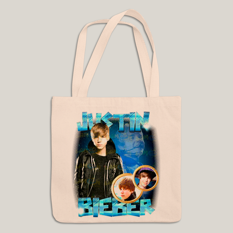 Sacola Ecobag Bolsa 38X40 Algodão Cru Graphic Tee Justin Bieber Jovem