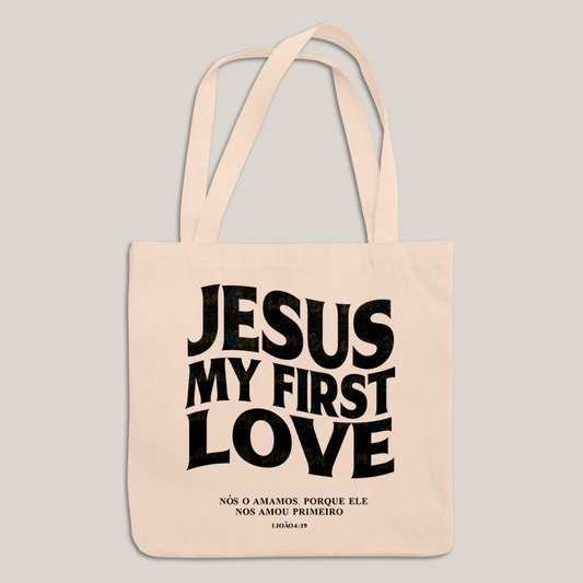 Sacola Ecobag Bolsa 38X40 Algodão Cru Jesus My First Love