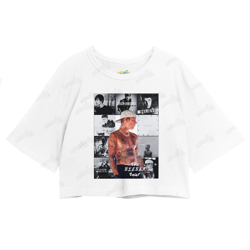 Cropped Oversized Algodão Justin Bieber The Bieber Tour