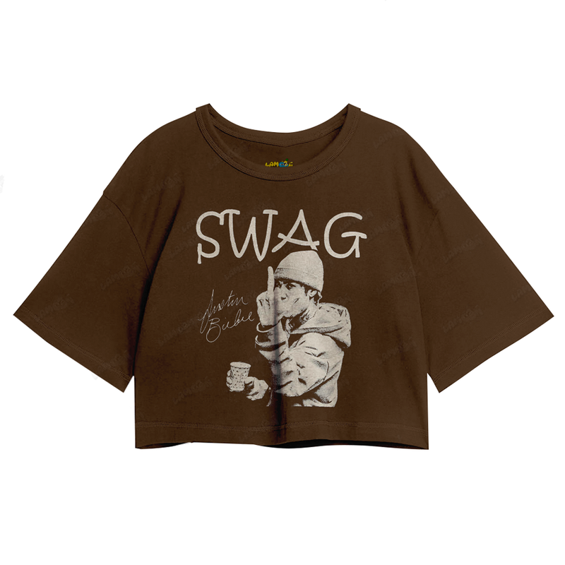 Cropped Oversized Algodão Justin Bieber Swag Dedo do Meio