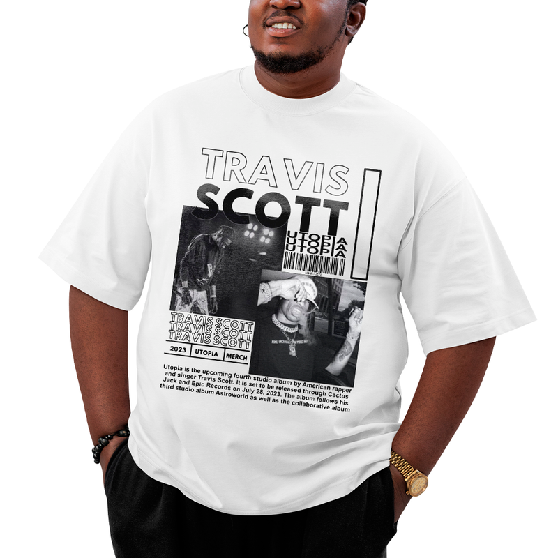 Camiseta Plus Size Algodão Travis Scott Utopia 2023