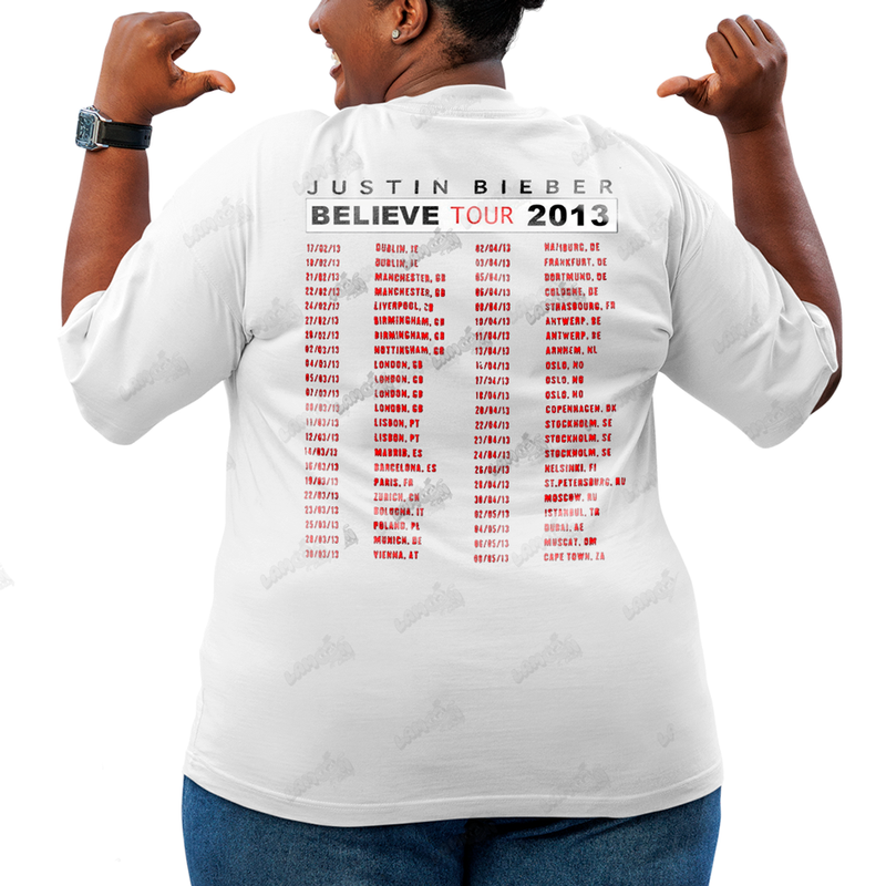 Camiseta Plus Size Algodão Justin Bieber Believe Tour 2013 FC