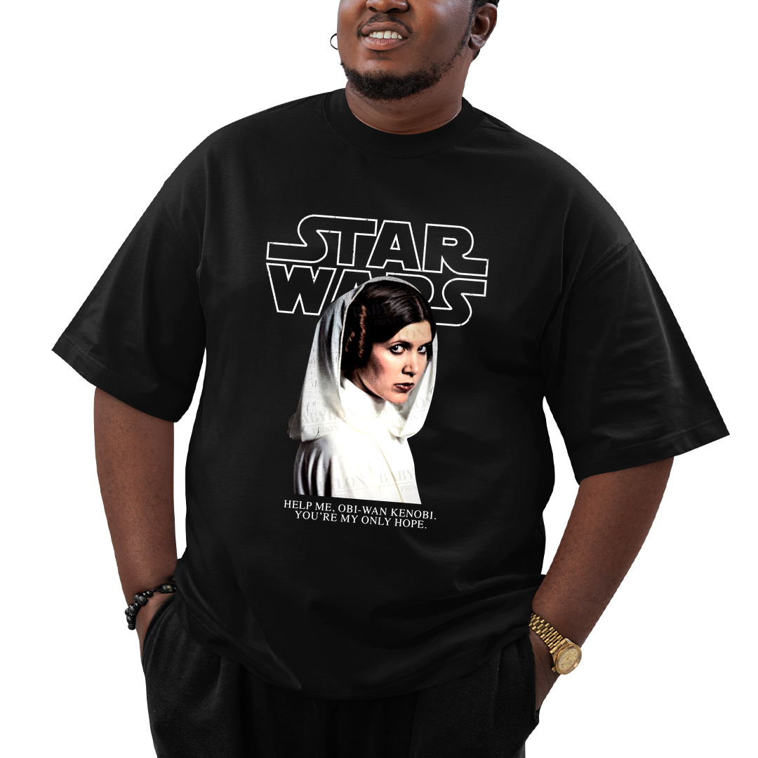 Camiseta Plus Size Princesa Leia Star Help Me