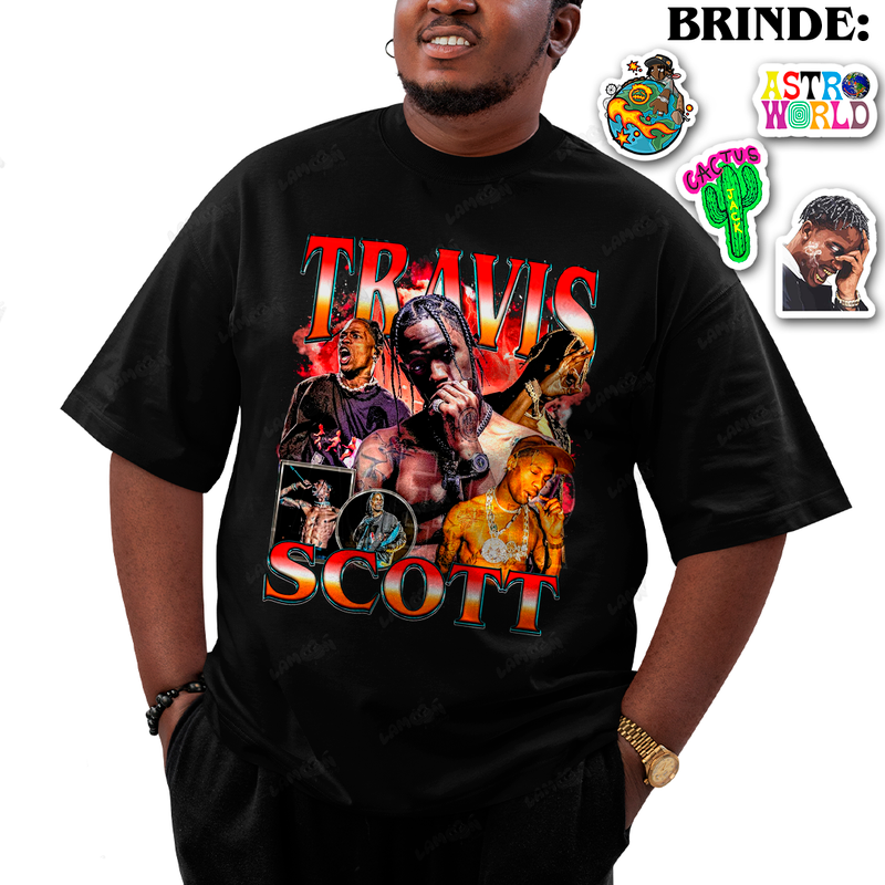 Camiseta Plus Size Algodão Travis Scott Red