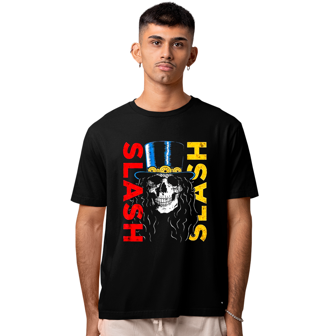 Camiseta Algodão Roses Banda Slash Caveira