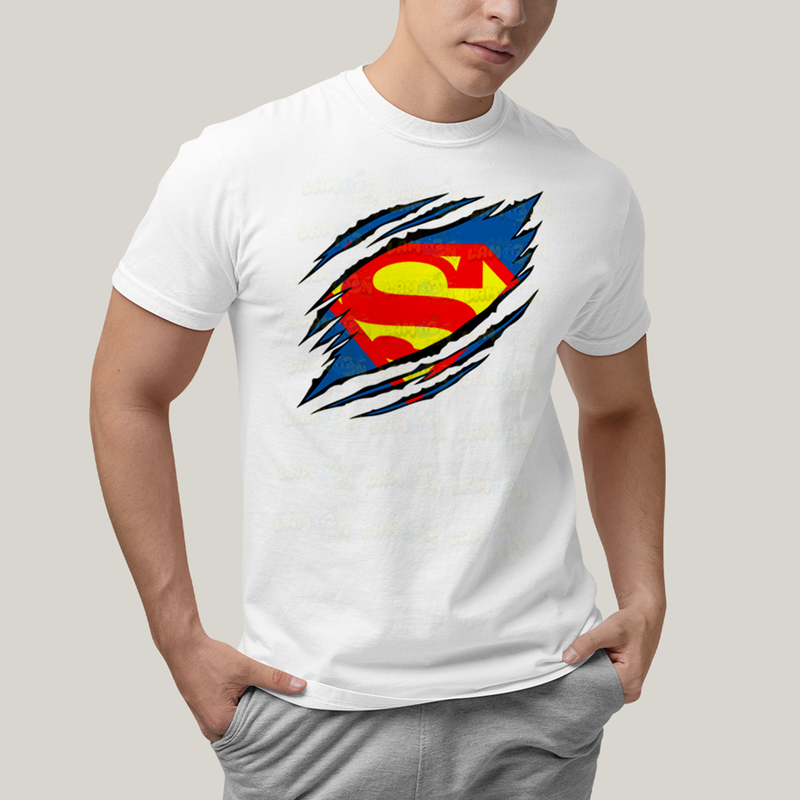Camiseta Algodão Unissex T shirt Superman Logo Rasgada