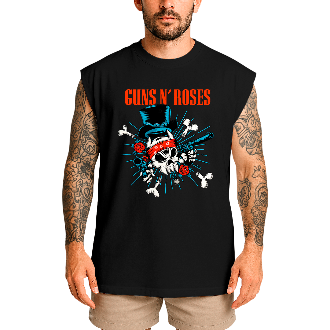 Regata Oversized Roses Banda Caveira Gun