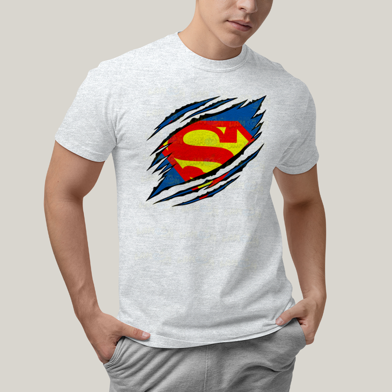 Camiseta Algodão Unissex T shirt Superman Logo Rasgada