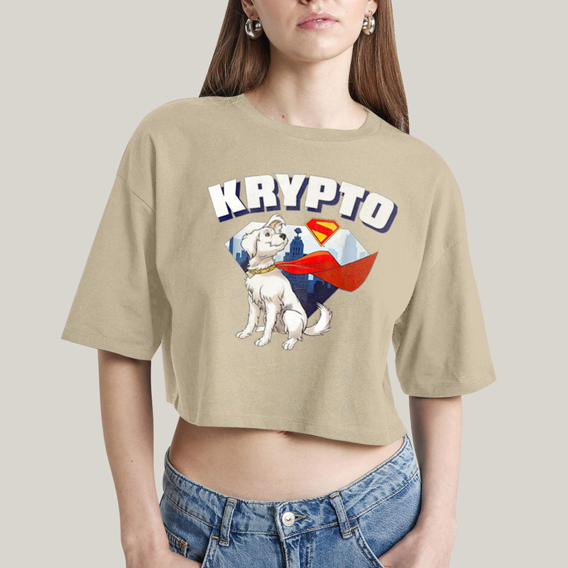 Cropped Oversized Algodão Unissex T shirt Superman Krypto Superdog