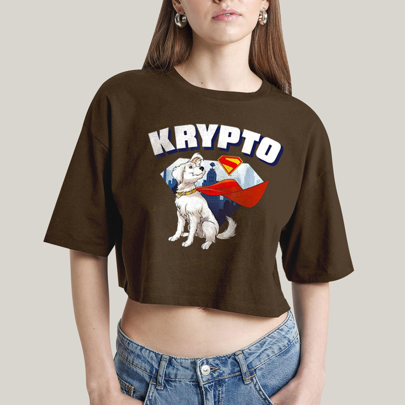 Cropped Oversized Algodão Unissex T shirt Superman Krypto Superdog