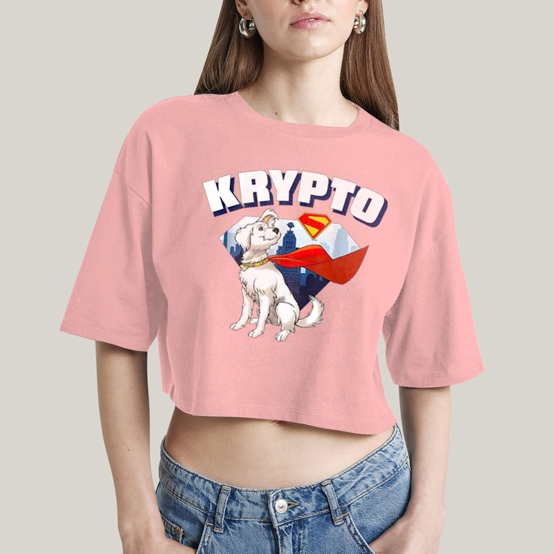 Cropped Oversized Algodão Unissex T shirt Superman Krypto Superdog