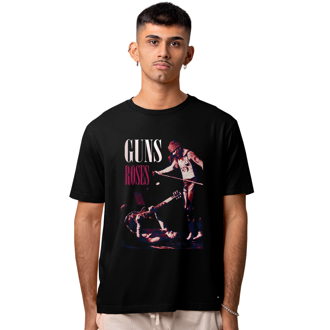 Camiseta Algodão Roses Banda Axl e Slash