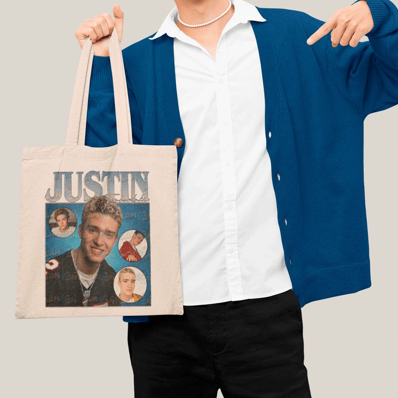 Sacola Ecobag Bolsa 38X40 Algodão- Justin Timberlake Anos 2000