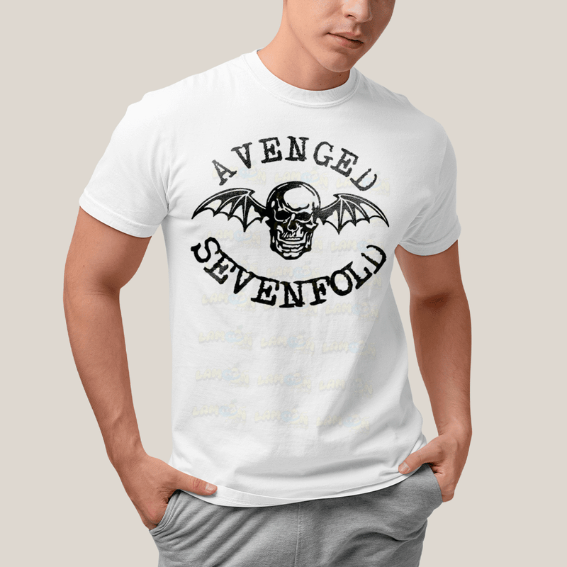 Camiseta Algodão Unissex T shirt- Avenged Sevenfold Esqueleto Morcego