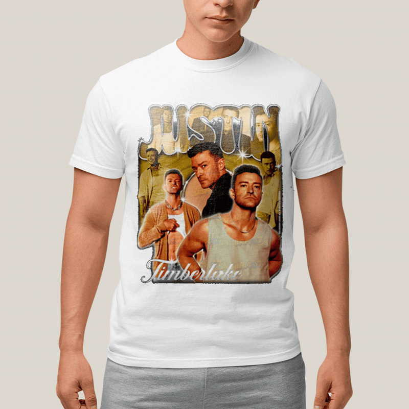 Camiseta Algodão Unissex T shirt- Justin Timberlake Dourado-