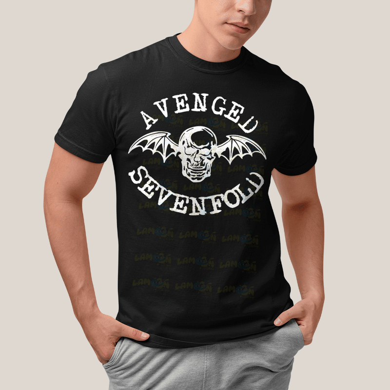 Camiseta Algodão Unissex T shirt- Avenged Sevenfold Esqueleto Morcego