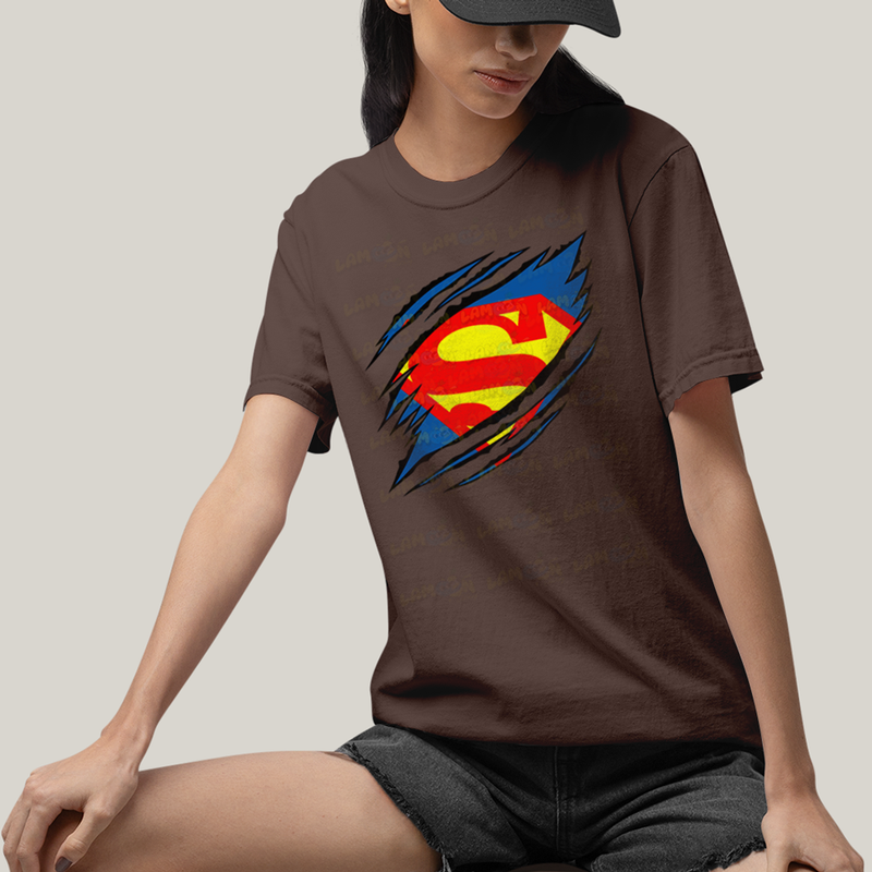 Camiseta Algodão Unissex T shirt Superman Logo Rasgada