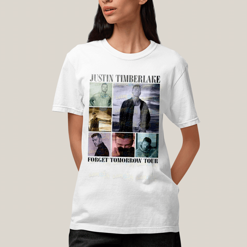 Camiseta Algodão Unissex T shirt- Justin Timberlake Forget Tomorrow Tour-