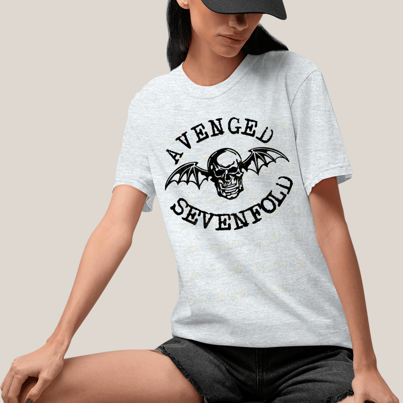 Camiseta Algodão Unissex T shirt- Avenged Sevenfold Esqueleto Morcego