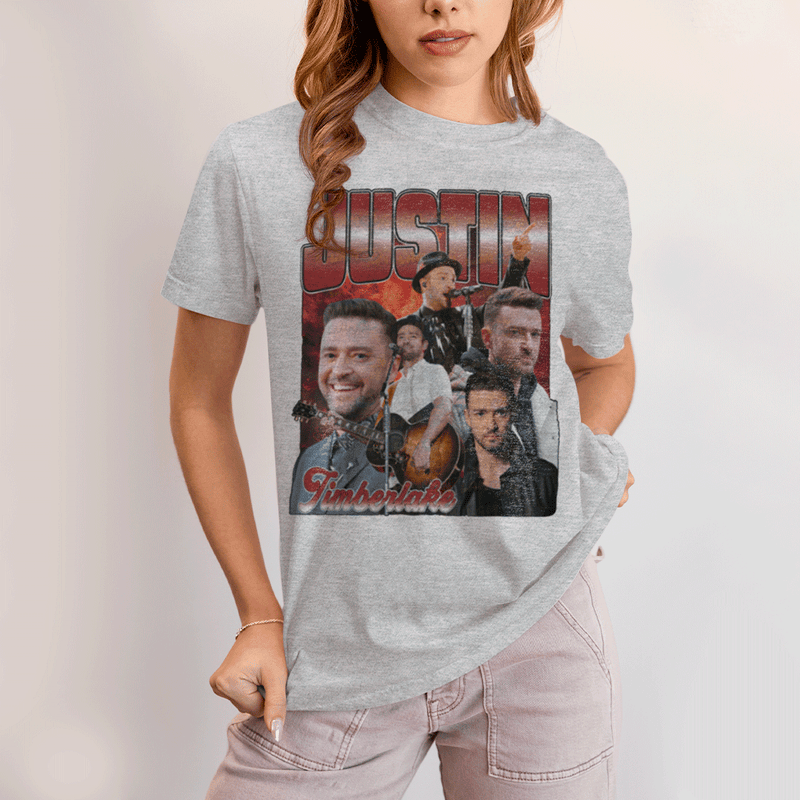 Camiseta Algodão Unissex T shirt- Justin Timberlake Vermelho