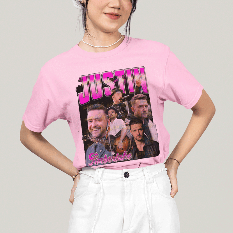 Camiseta Algodão Unissex T shirt-  Justin Timberlake Pink