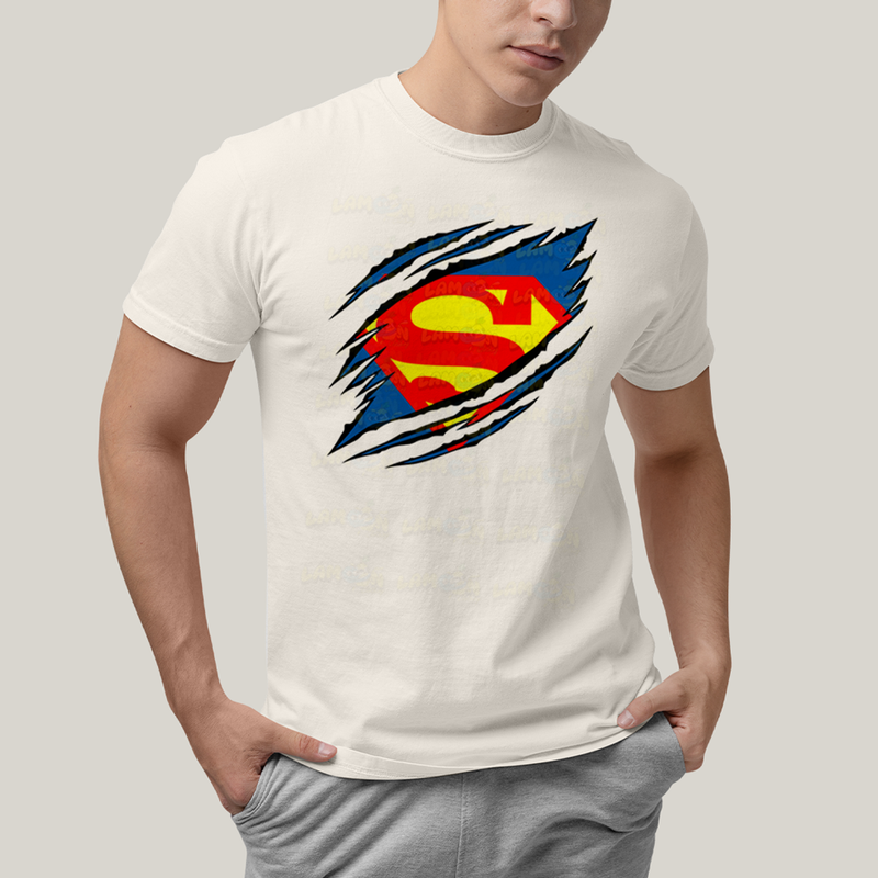 Camiseta Algodão Unissex T shirt Superman Logo Rasgada