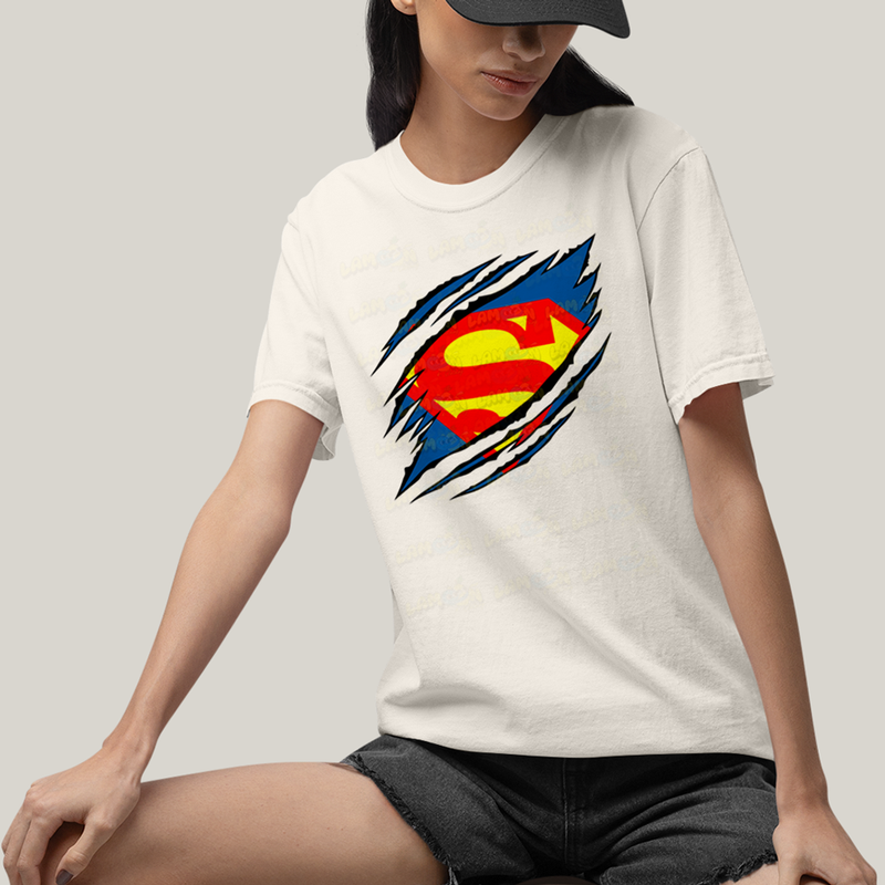 Camiseta Algodão Unissex T shirt Superman Logo Rasgada