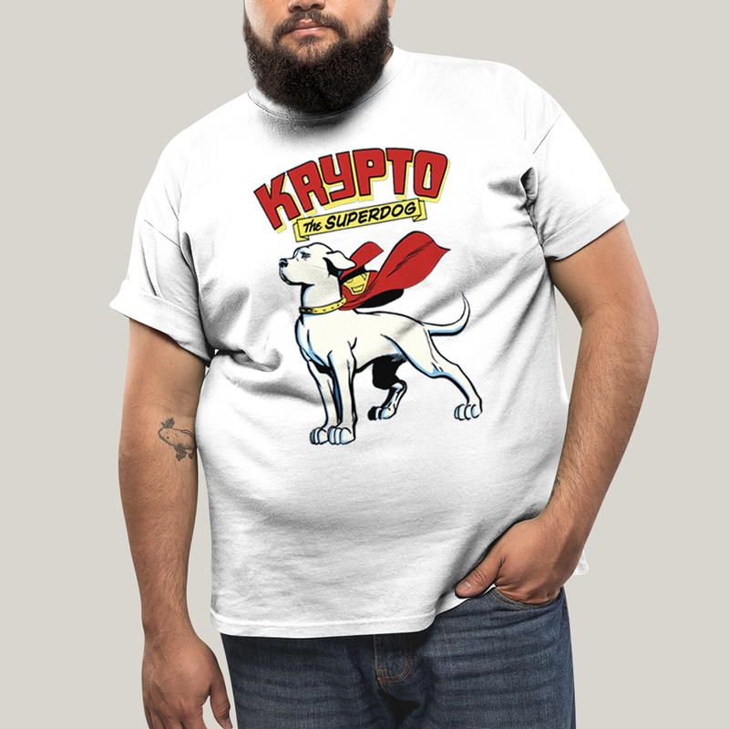 Camiseta Plus Size Algodão Unissex T shirt Superman Krypto Superdog