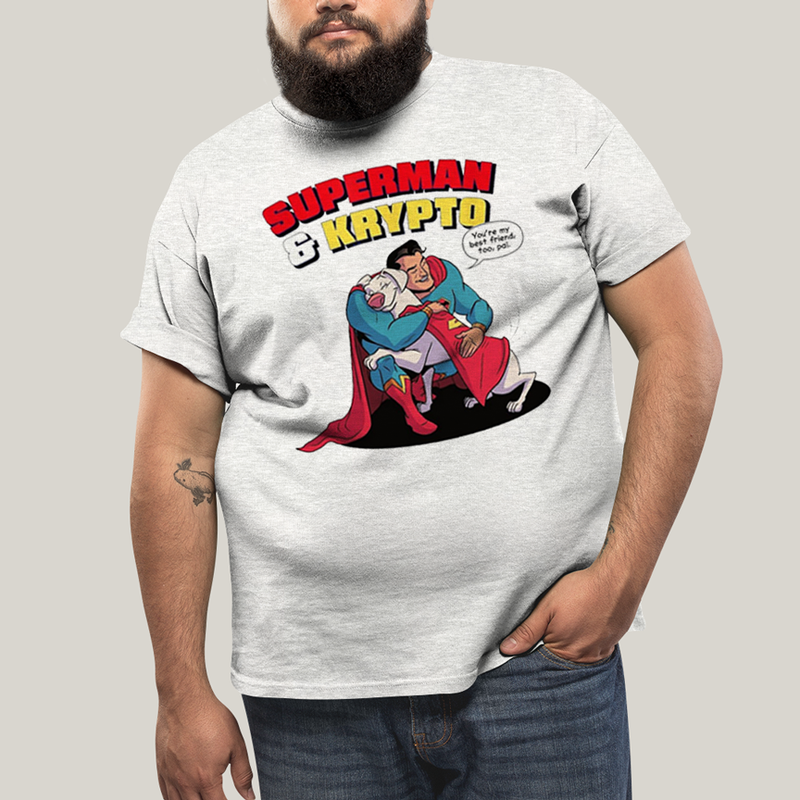 Camiseta Plus Size Algodão Unissex T shirt Superman & Krypto Best Friend