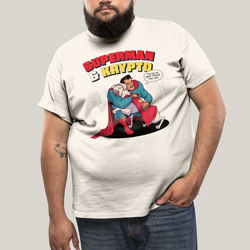 Camiseta Plus Size Algodão Unissex T shirt Superman & Krypto Best Friend