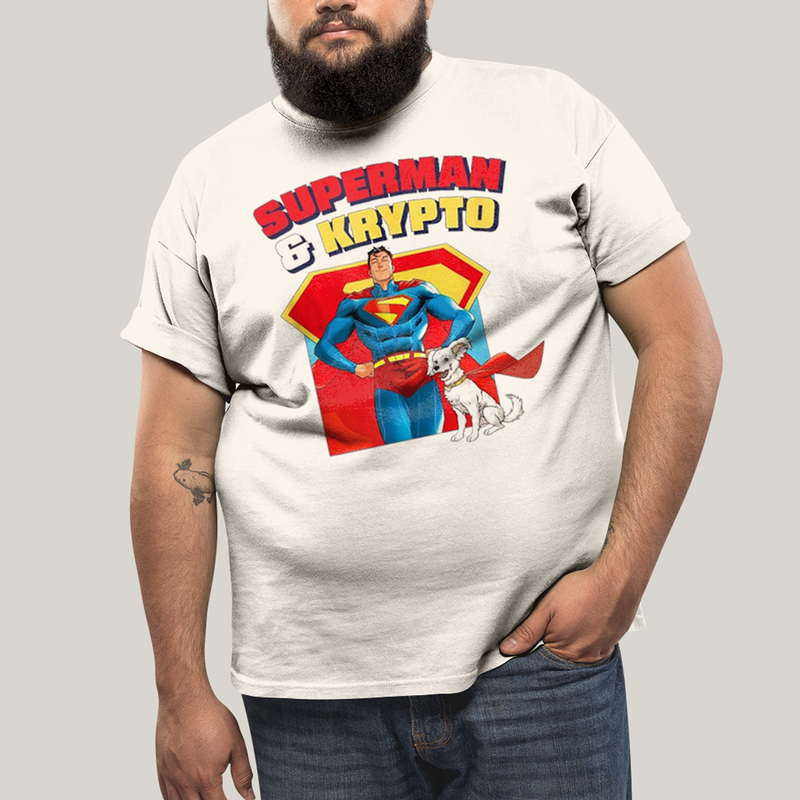 Camiseta Plus Size Algodão Unissex T shirt Superman & Krypto Best Friend 1