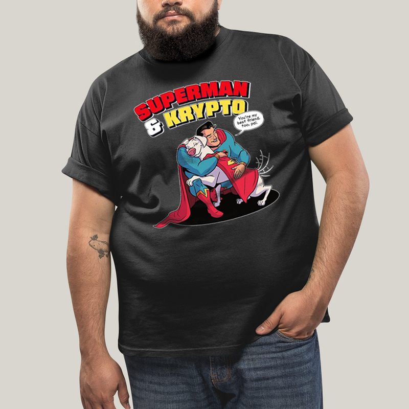 Camiseta Plus Size Algodão Unissex T shirt Superman & Krypto Best Friend