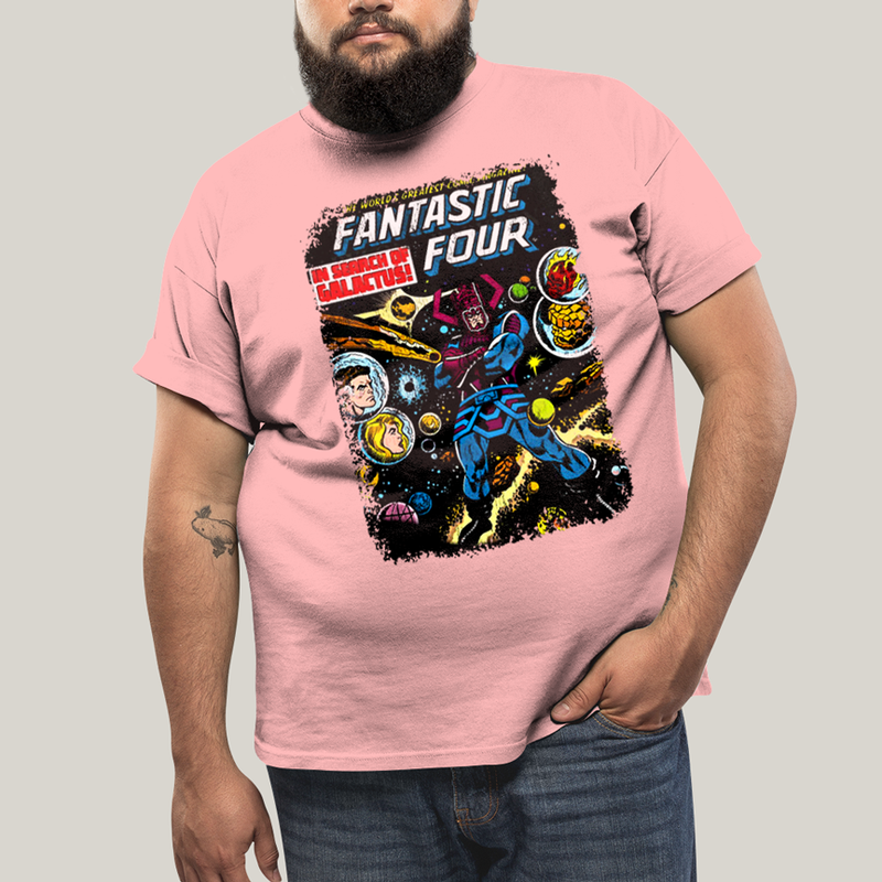 Camiseta Plus Size Algodão Unissex T shirt Quarteto Fantástico & Galactus Capa HQ